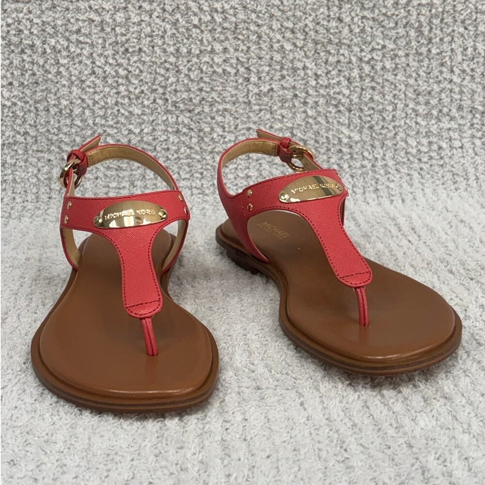 Michael Kors Pink Saffiano Leather Plate Thong Sandals Size 7M #77756